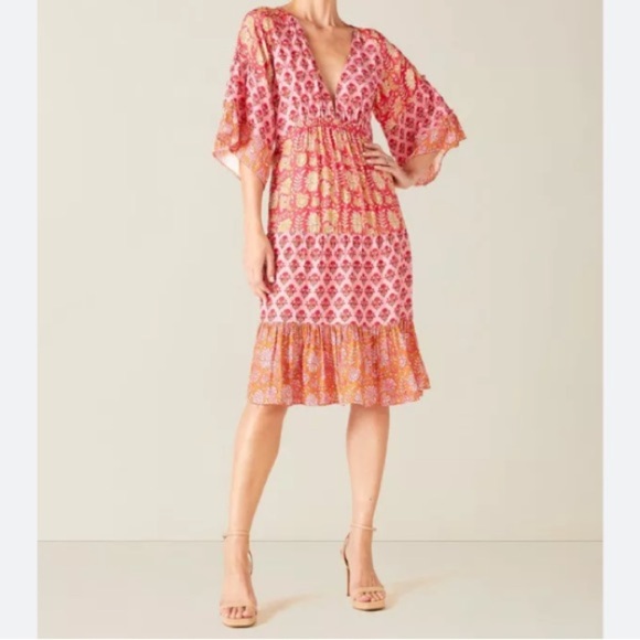 NWOT Figue Fiona Silk Midi Dress with Sequins Sz S - Picture 2 of 9